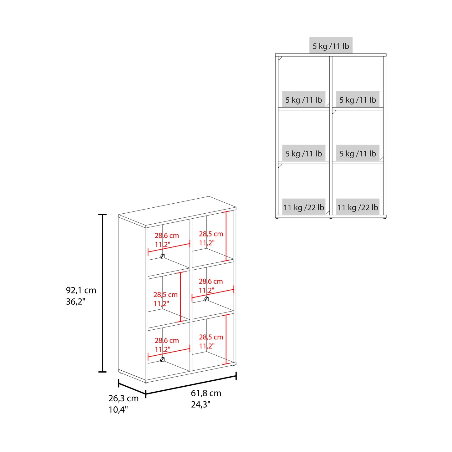 Organizador Cúbico 6 Lena 92X61X26 Rta Blanco Zf