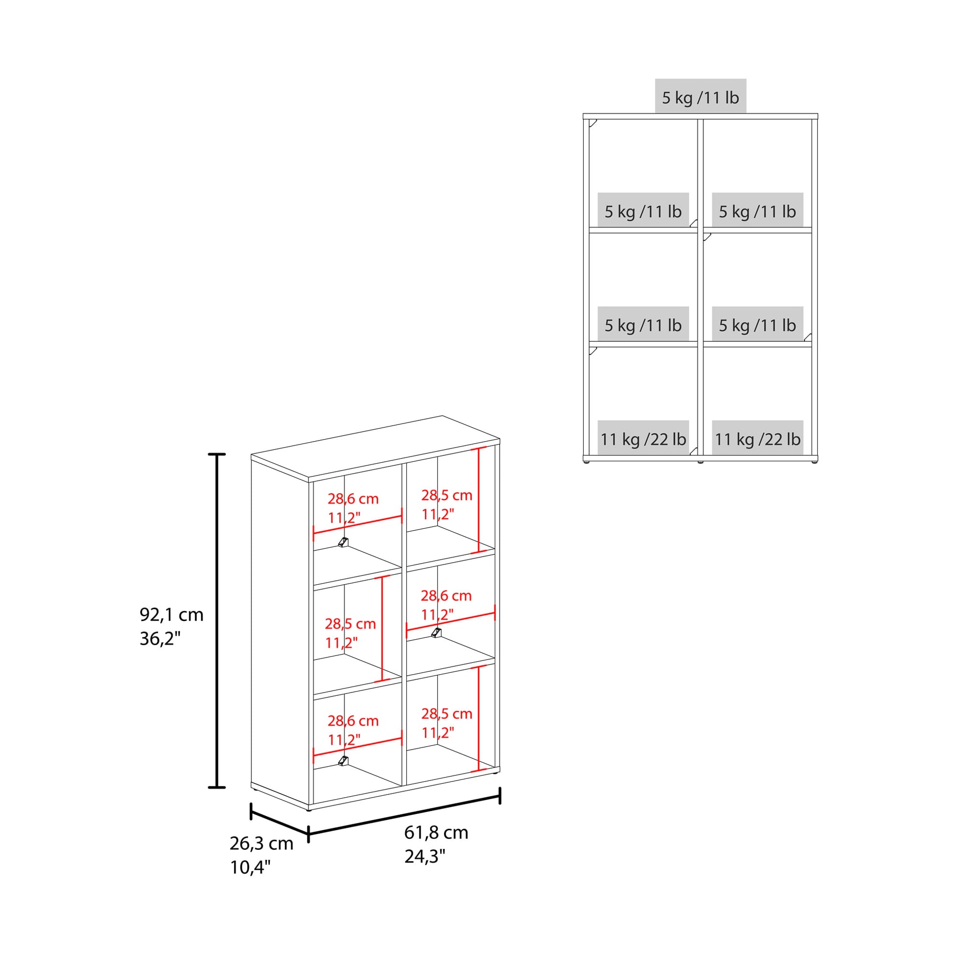 Organizador Cúbico 6 Lena 92X61X26 Rta Blanco Zf