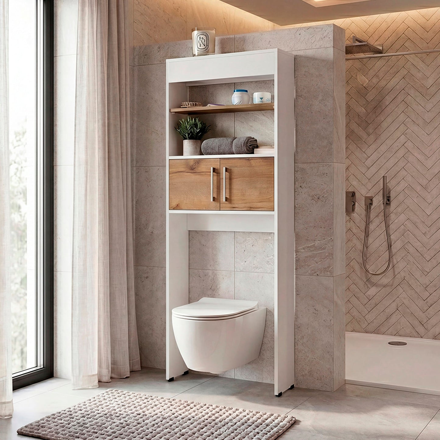 Optimizador De Baño Bath Bi Color 160X62X20 Rta Blanco Fresno Zf