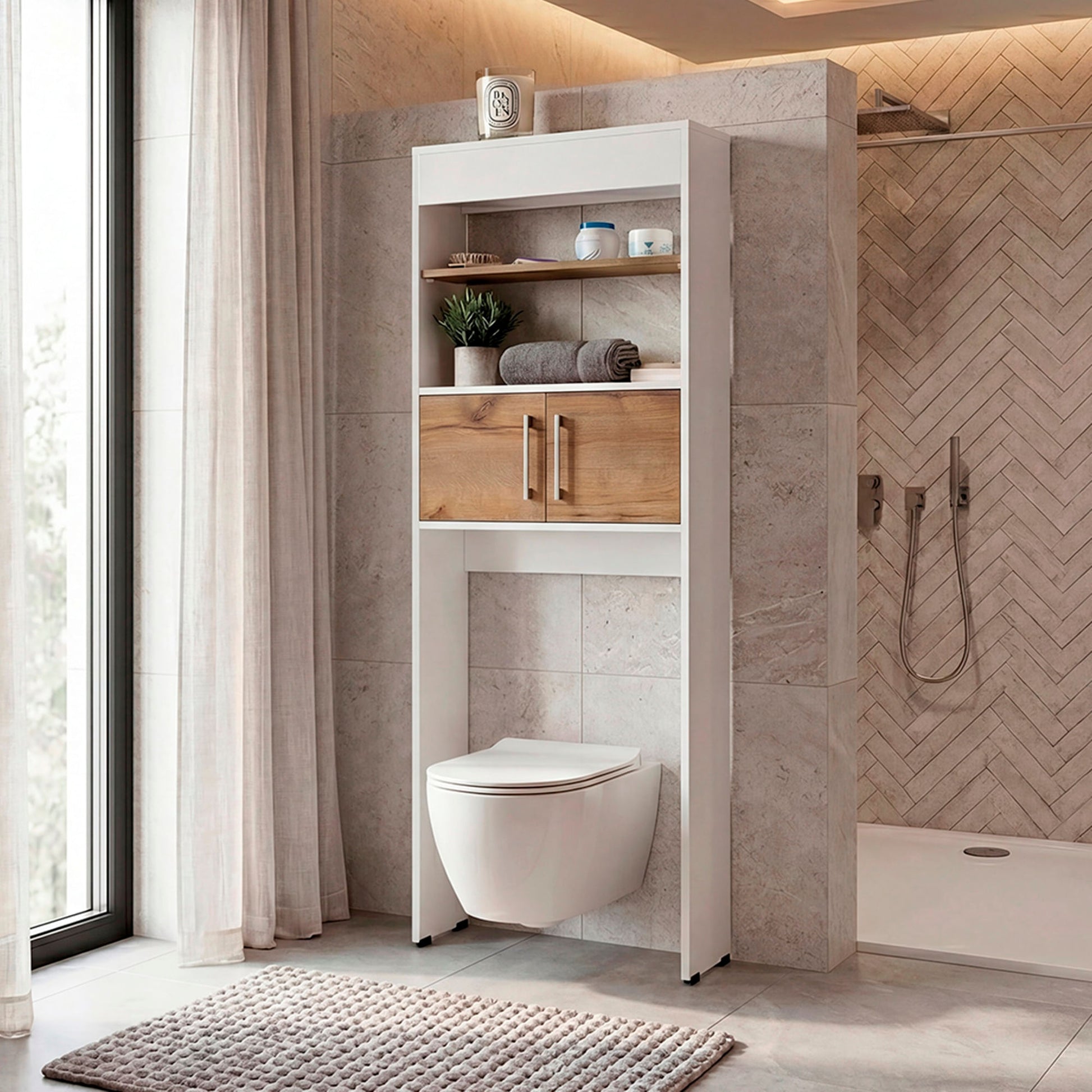 Optimizador De Baño Bath Bi Color 160X62X20 Rta Blanco Fresno Zf
