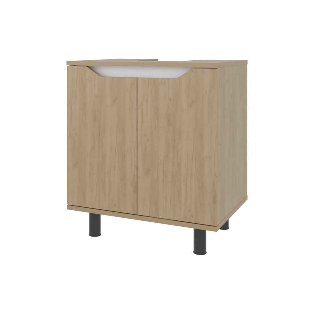 Mueble Lavamos De Pedestal Marlo 63X55X41 Rta Fresno Blanco Zf