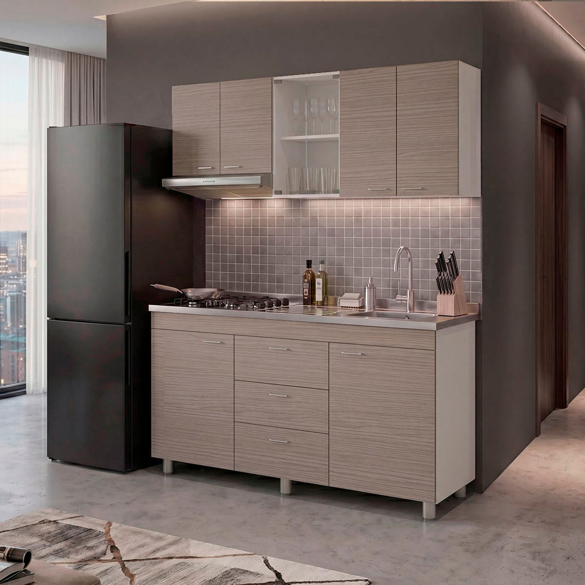 Cocina 150 Lumina Der 60X150X31 Rta Blanco Positano