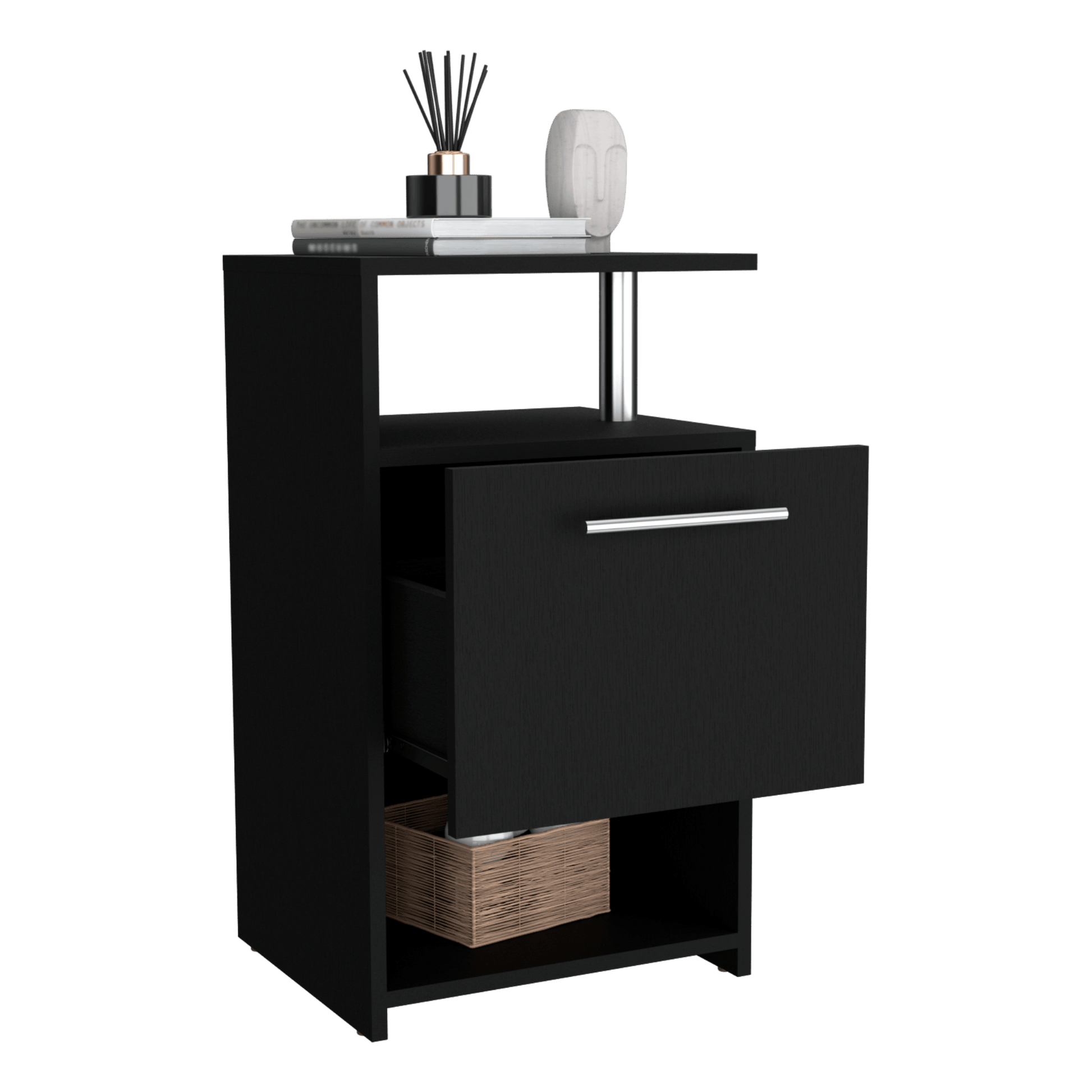 Mesa De Noche Alta Jena 70X40X36 Rta Wengue