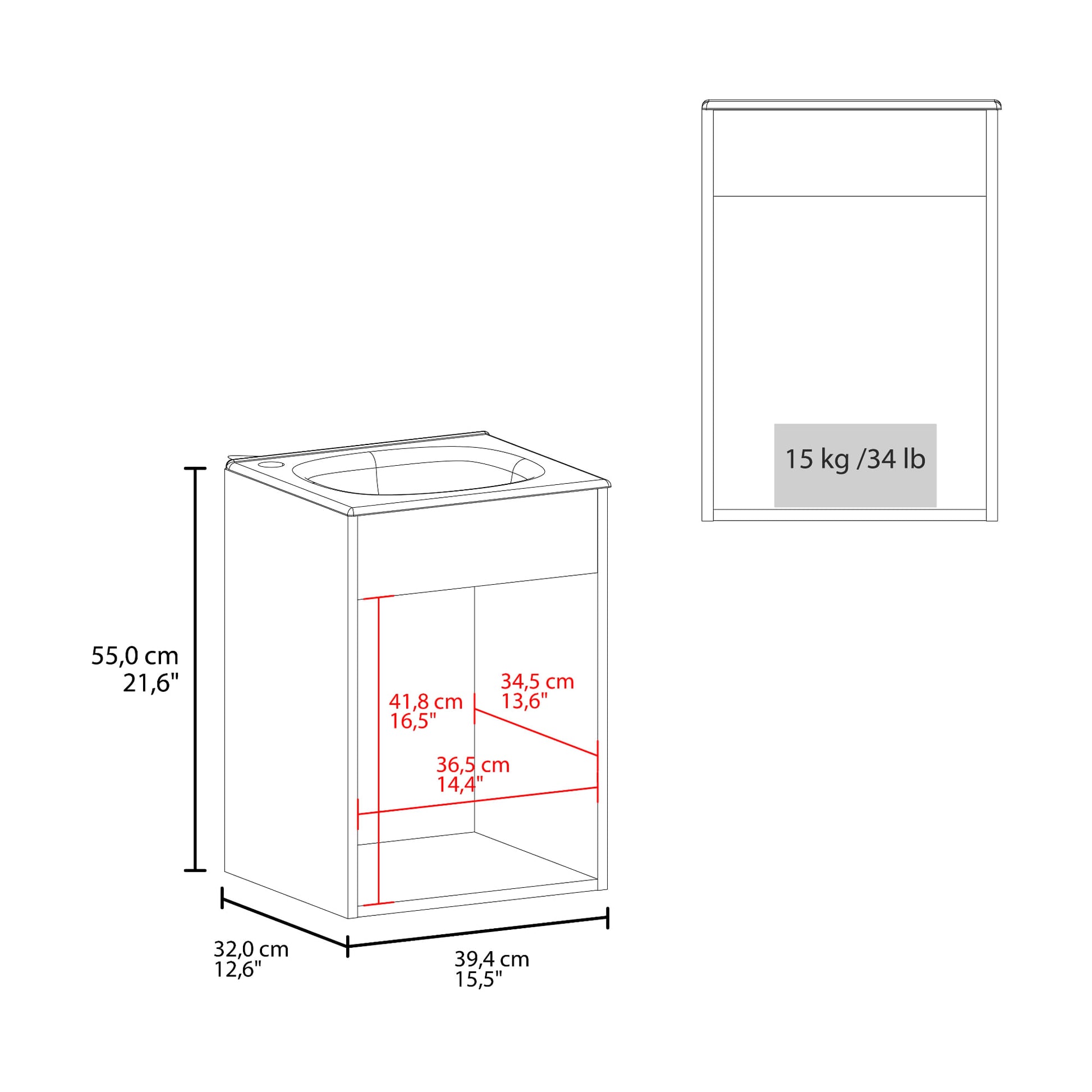 Mueble Lavamanos Flotante Bethel 55X39X32 Rta Wengue Zf
