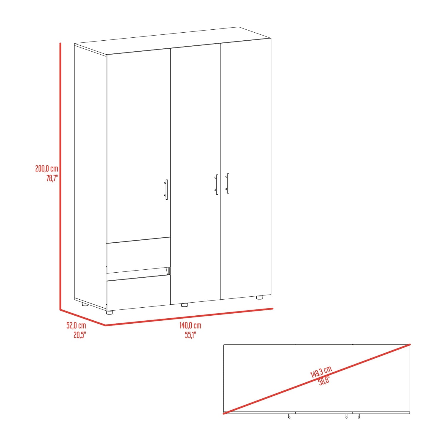 Closet Edmon 200X140X52 Rta Wengue Fresno