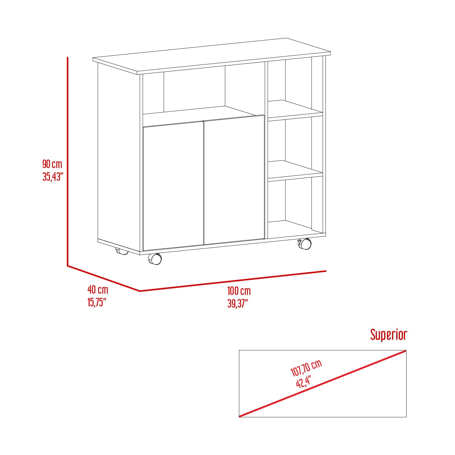 Meson De Cocina Paprika 90X100X40 Rta Blanco Niebla Zf