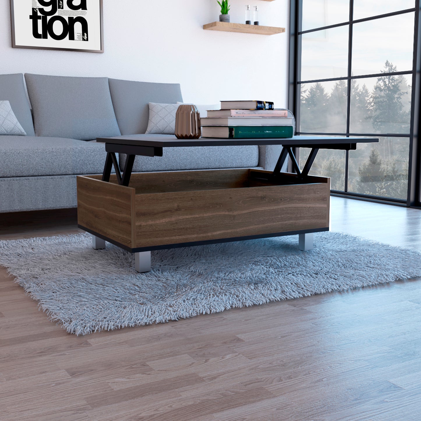 Mesa De Centro Funcional 5G-2 (1C) Milan+Wengue 29.7X80X54.5 Cm