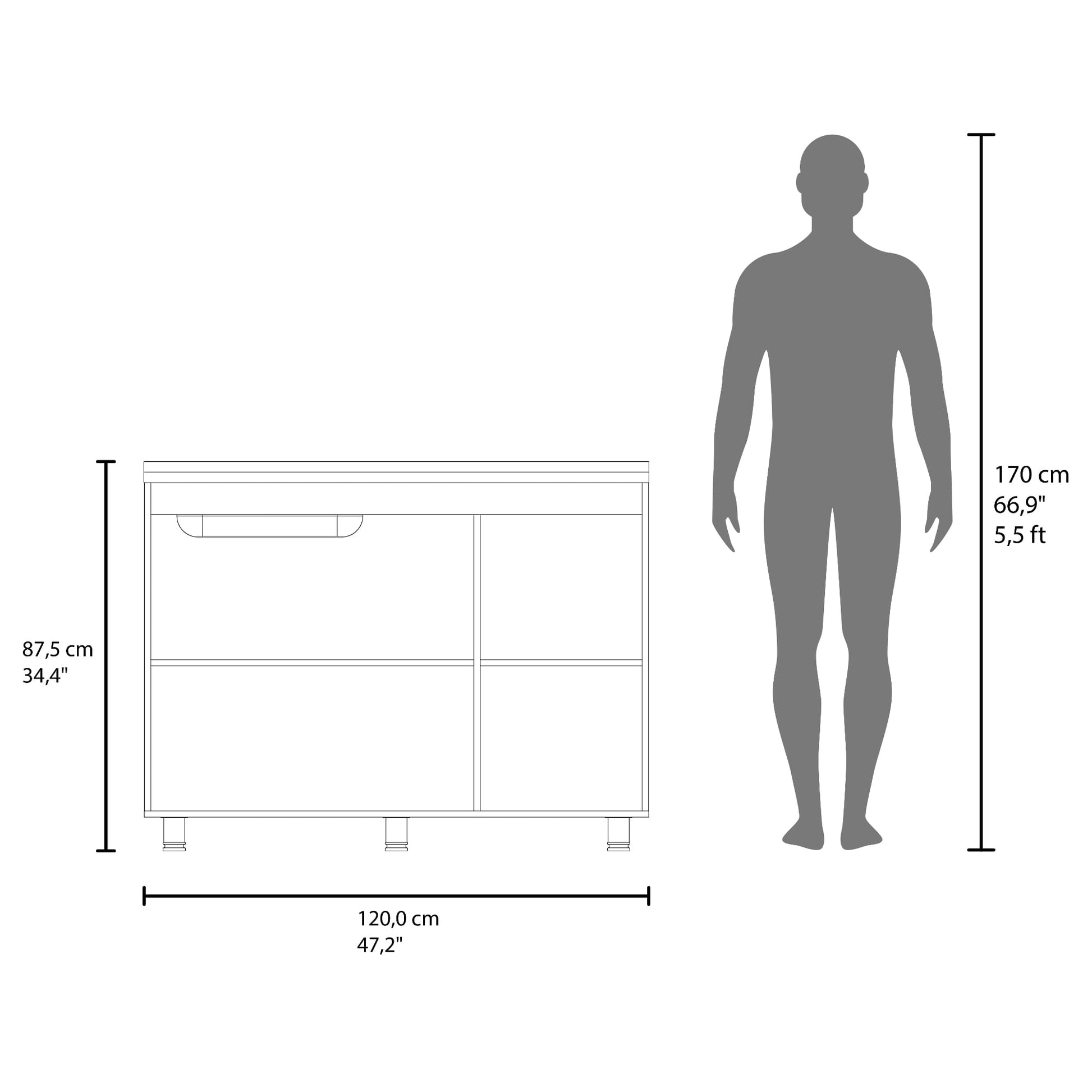 Mueble Inferior De Cocina Napoles 90X120X50 Rta Wengue Zf