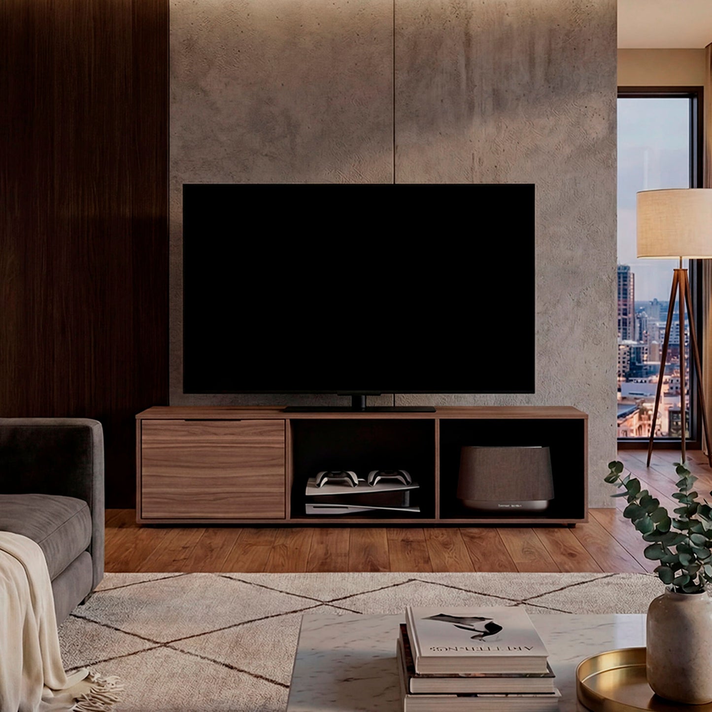Rack De Tv 65" Dorne 41X162X35 Rta Avellana Wengue Zf