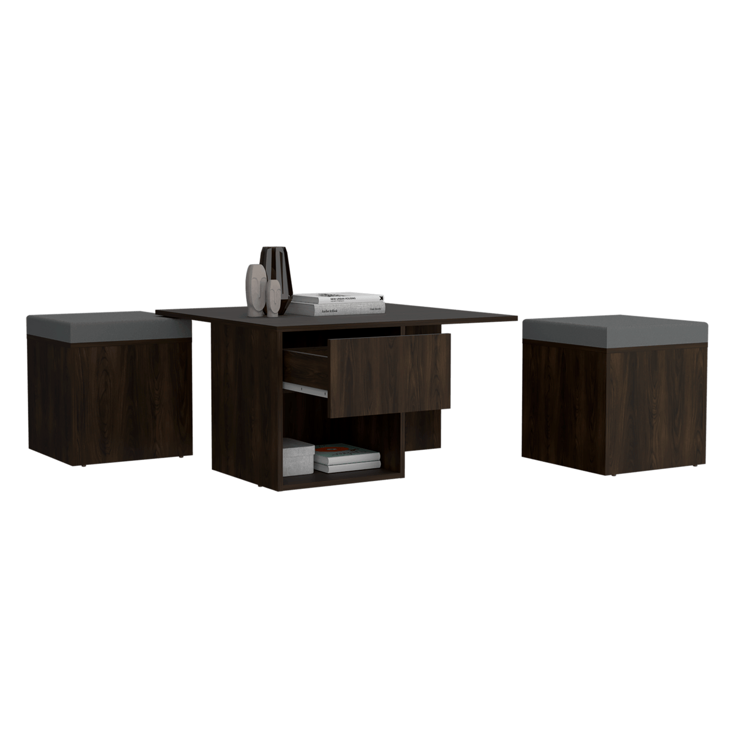 Mesa De Centro Lucien 45X80X80 Rta Nogal Zf