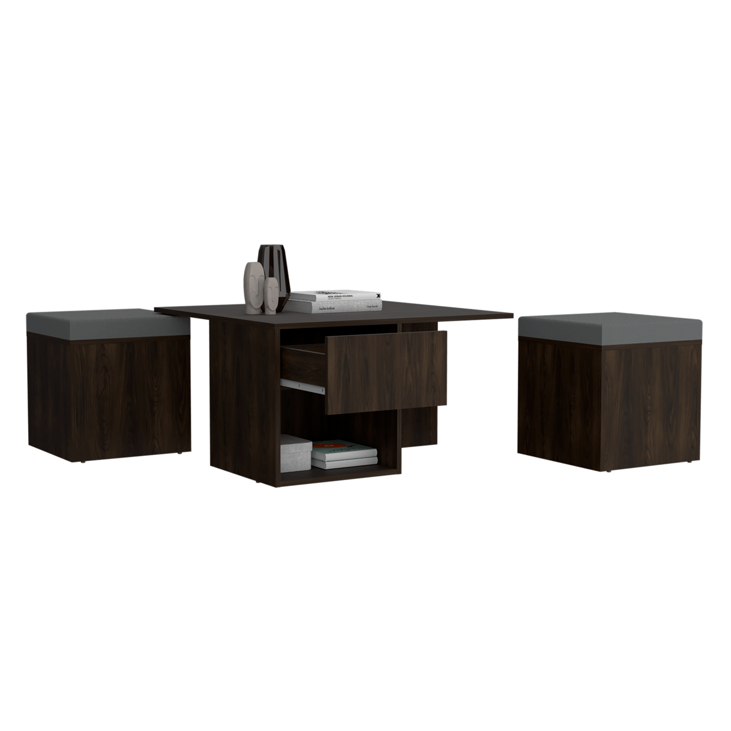 Mesa De Centro Lucien 45X80X80 Rta Nogal Zf