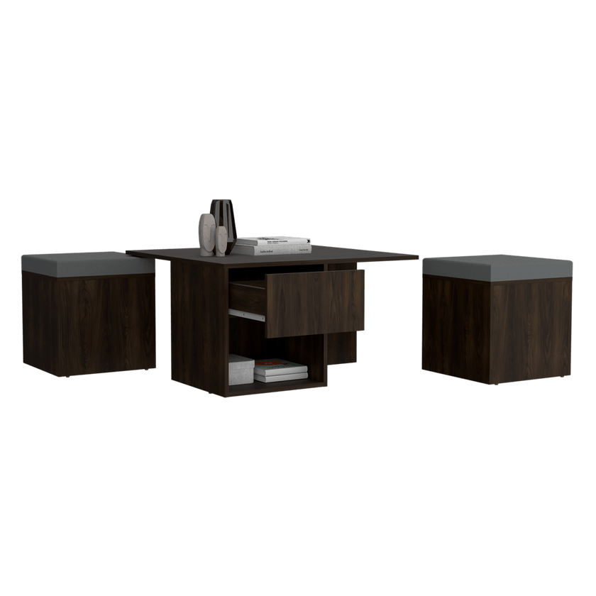 Mesa De Centro Lucien 45X80X80 Rta Nogal Zf