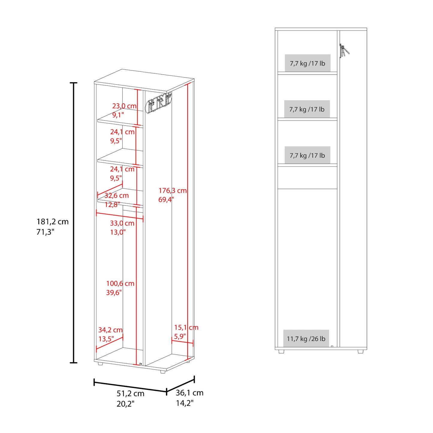 Mueble De Aseo Austin 181X51X36 Rta Wengue Zf