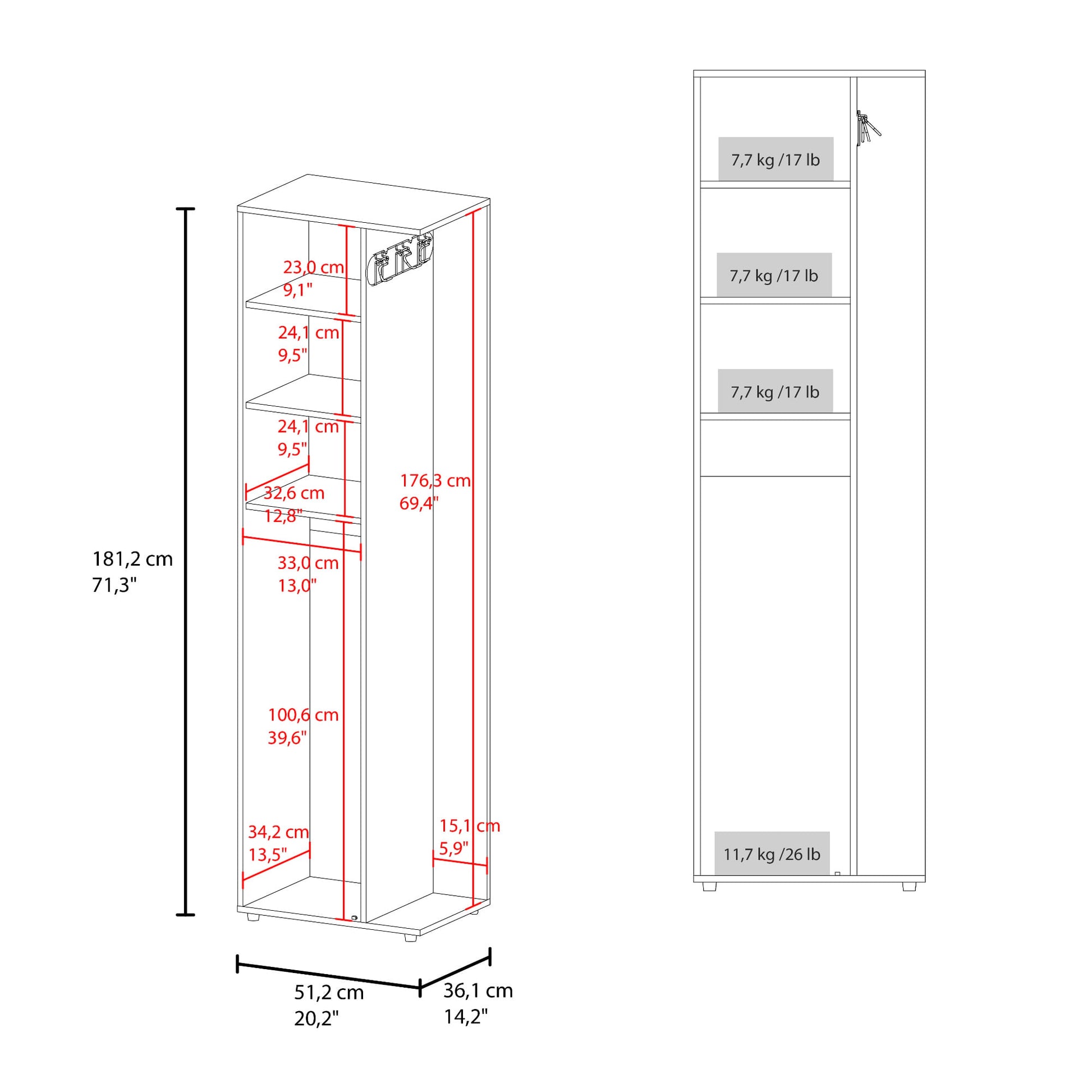 Mueble De Aseo Austin 181X51X36 Rta Wengue Zf