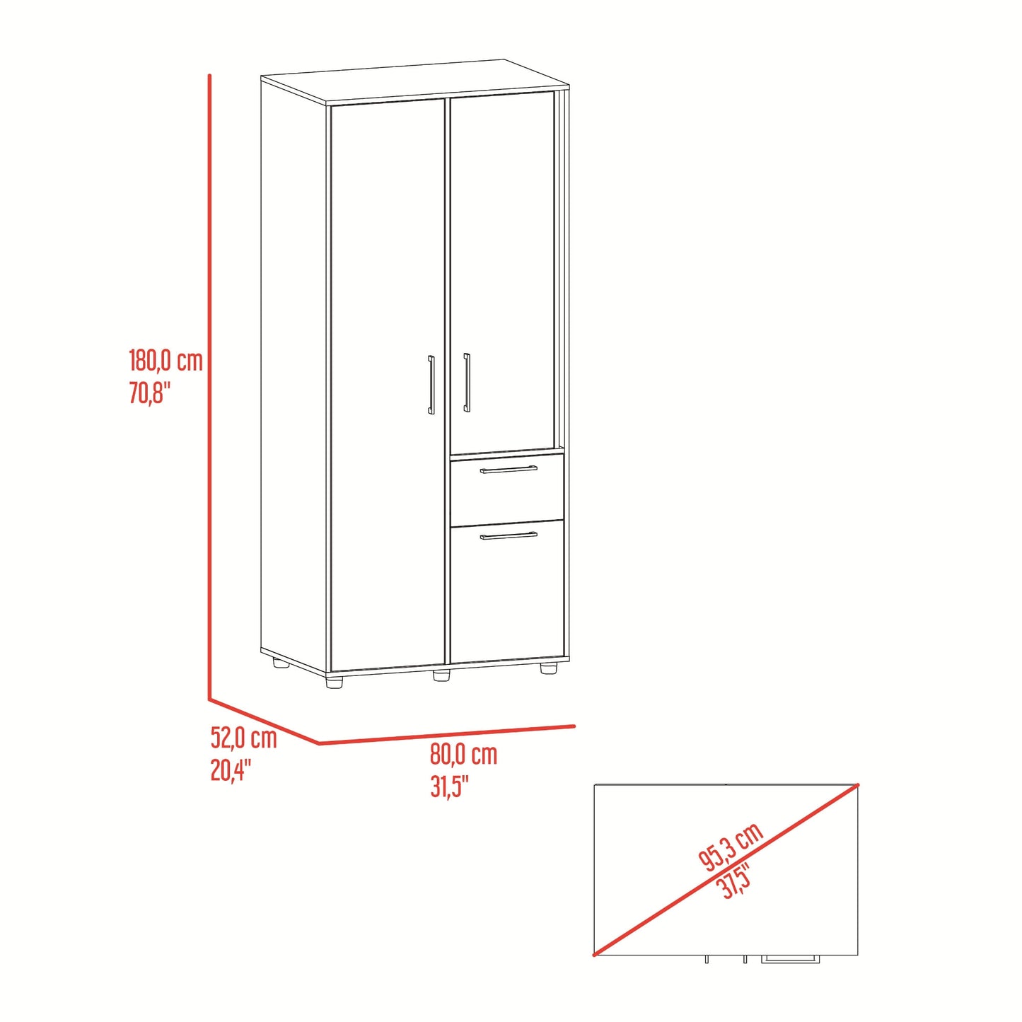 Closet Vance 180X80X52 Rta Fresno Eu Capri