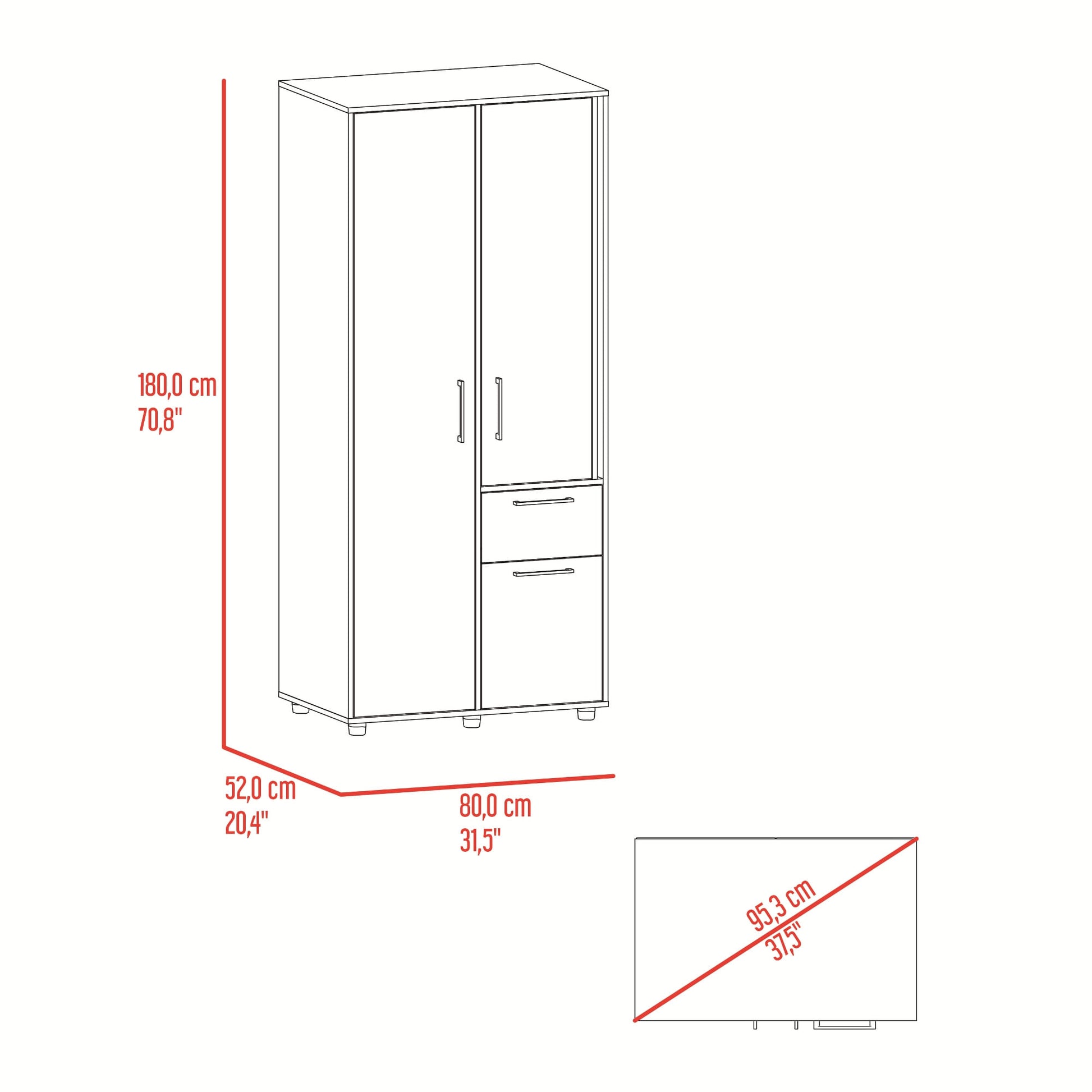 Closet Vance 180X80X52 Rta Fresno Eu Capri