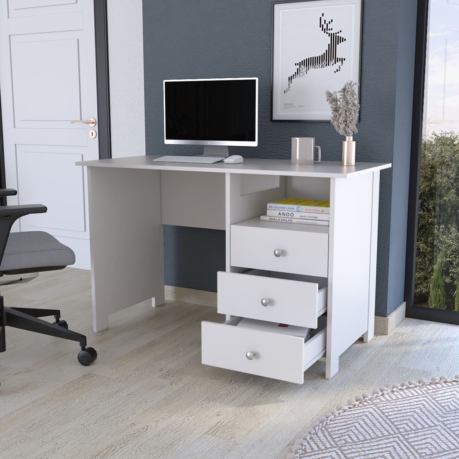 Escritorio Bianco 3 Cajones 75X120X55 Rta Blanco Zf