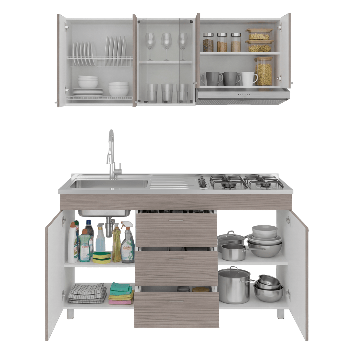 Cocina 150 Lumina Izq 60X150X31 Rta Blanco Positano