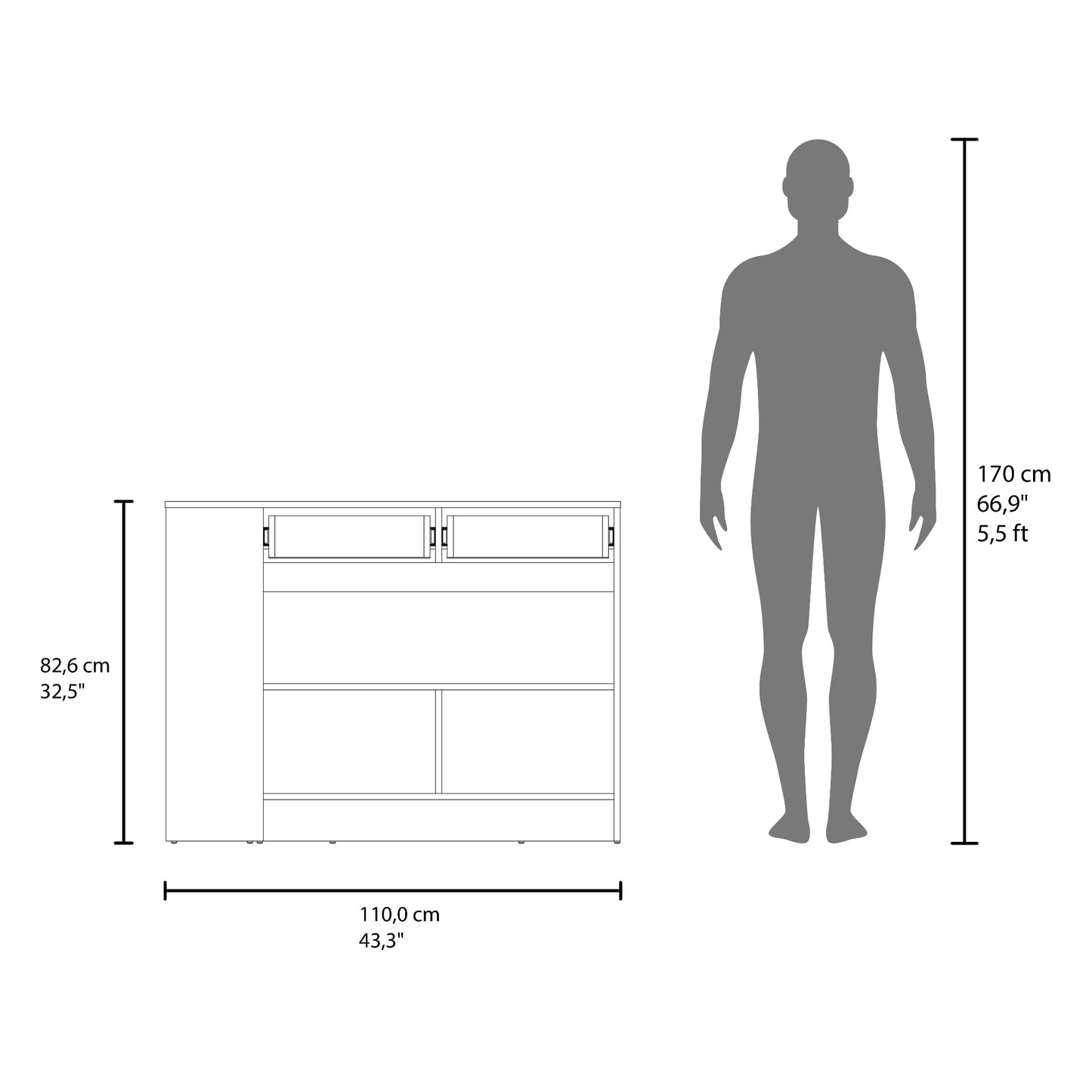 Mueble Auxiliar De Cocina Lynton 82X110X29 Rta Fresno Blanco Zf