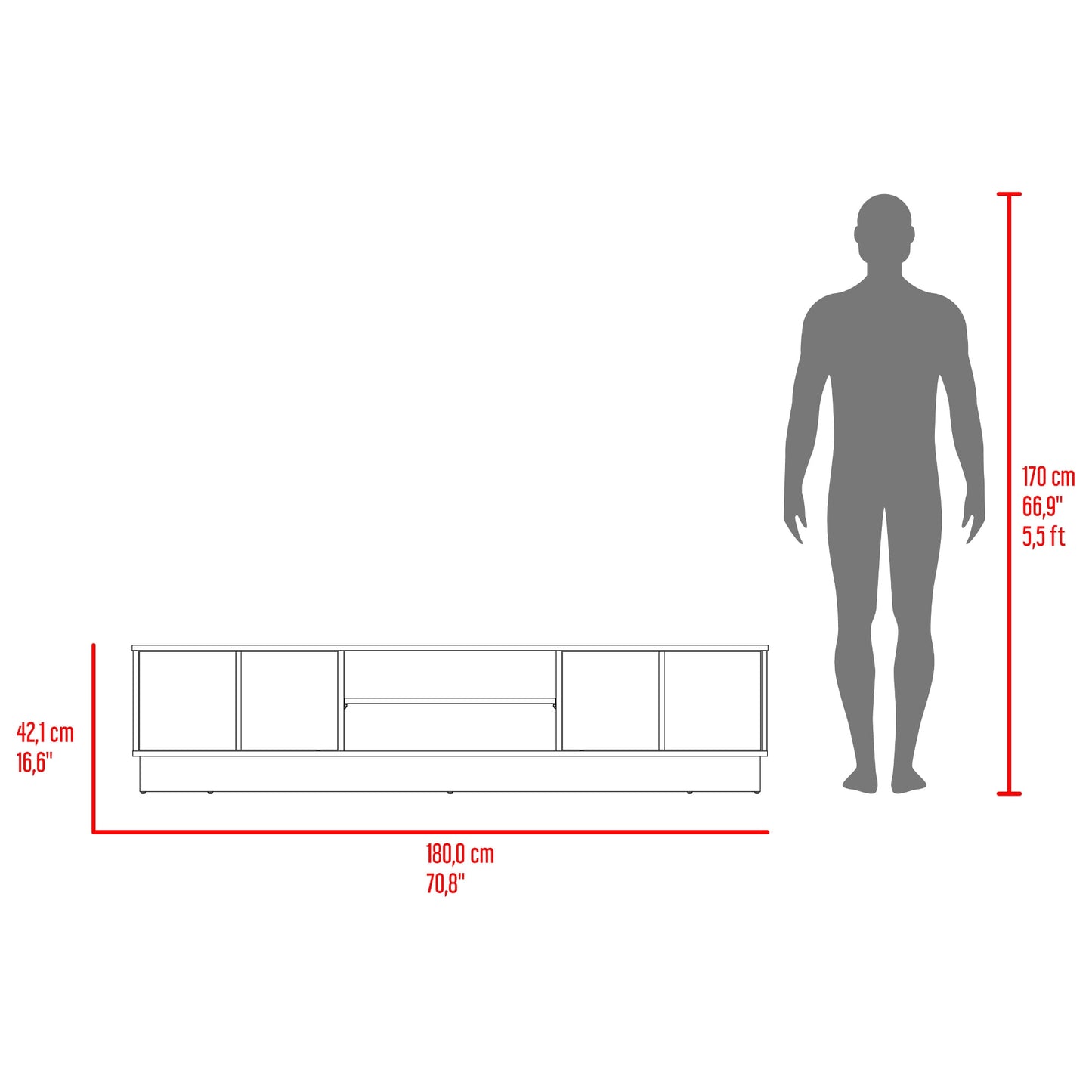 Rack De Tv Caoba 42X180X42 Rta Nogal Zf