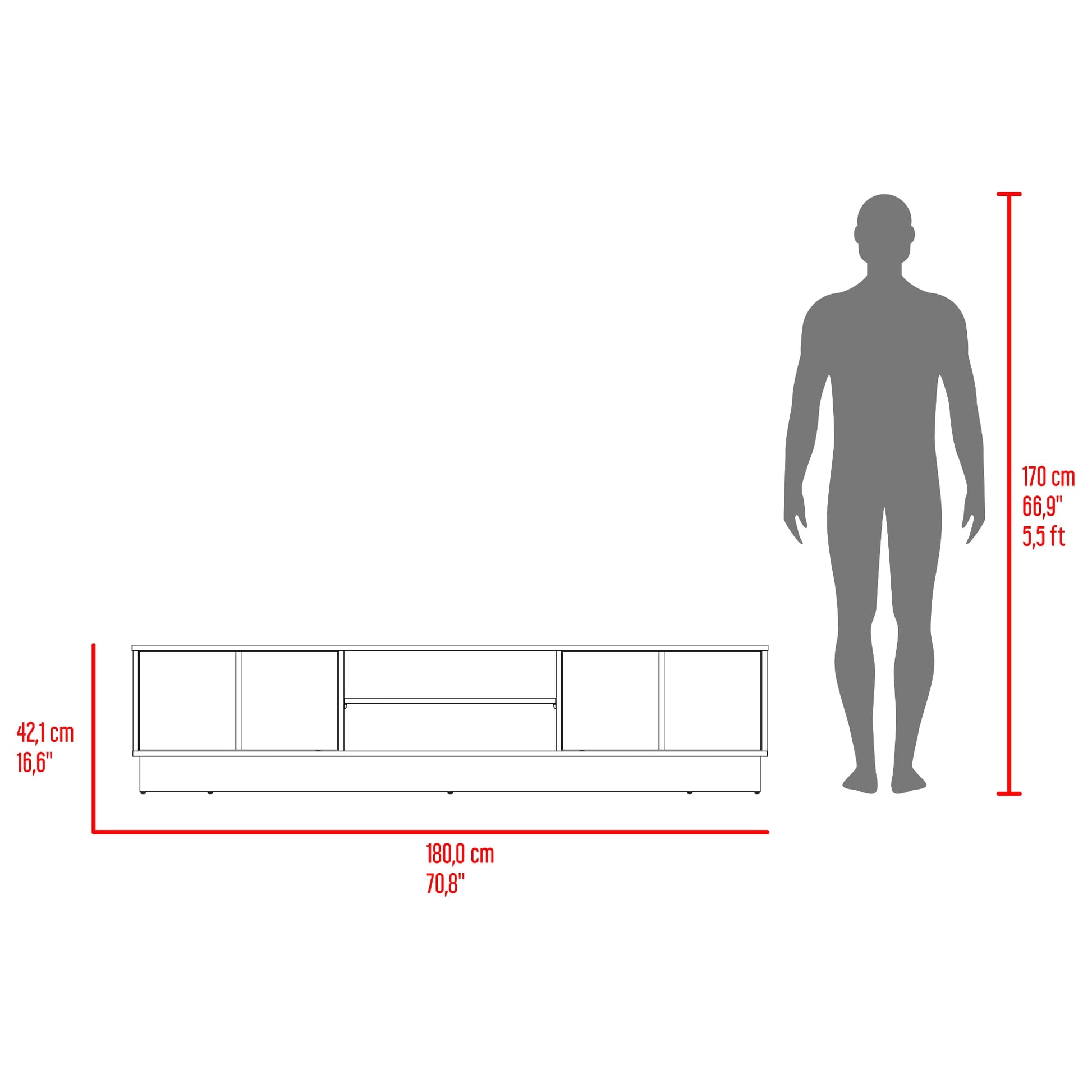 Rack De Tv Caoba 42X180X42 Rta Positano Wengue