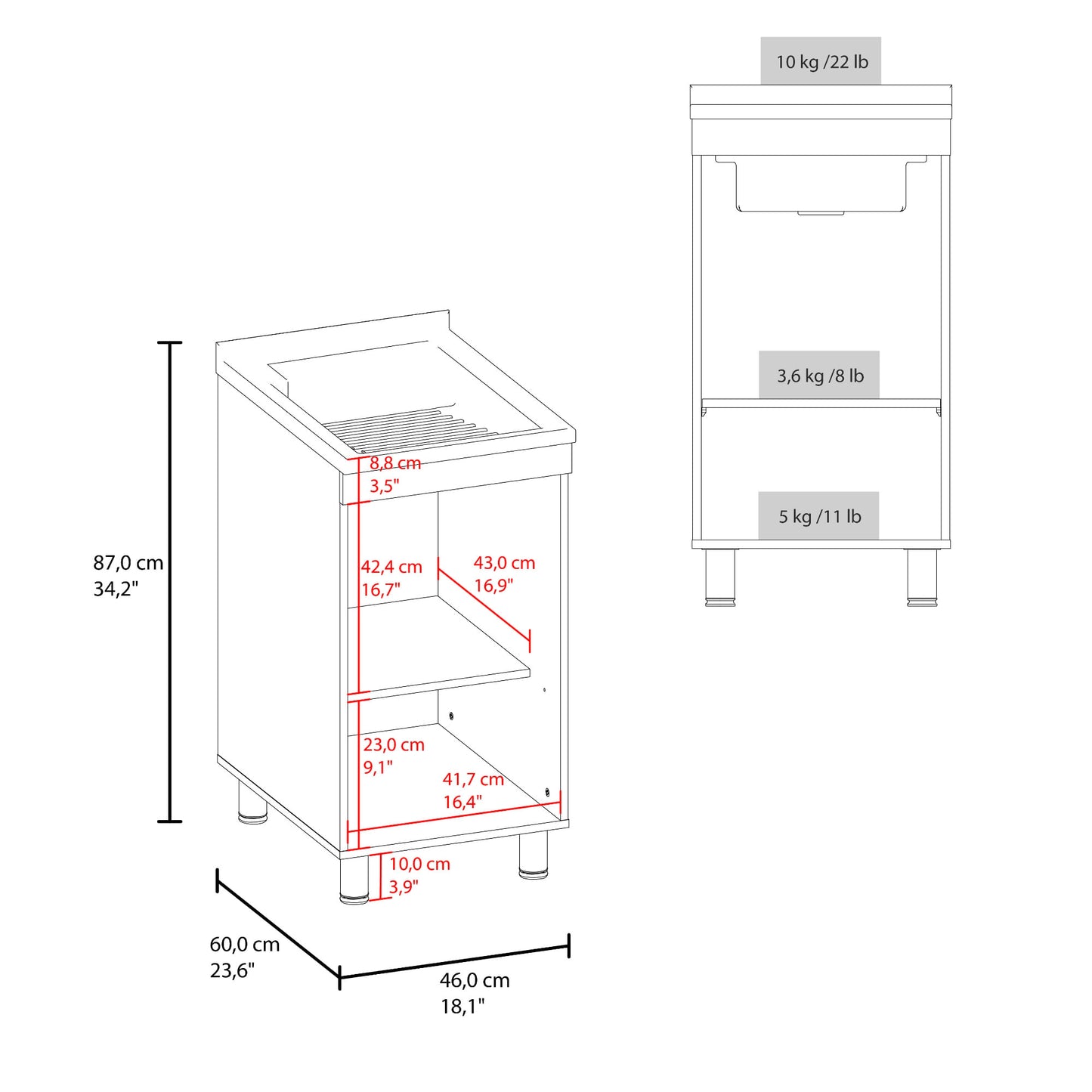Lavadero Darwin 88X40X40 Rta Blanco Zf