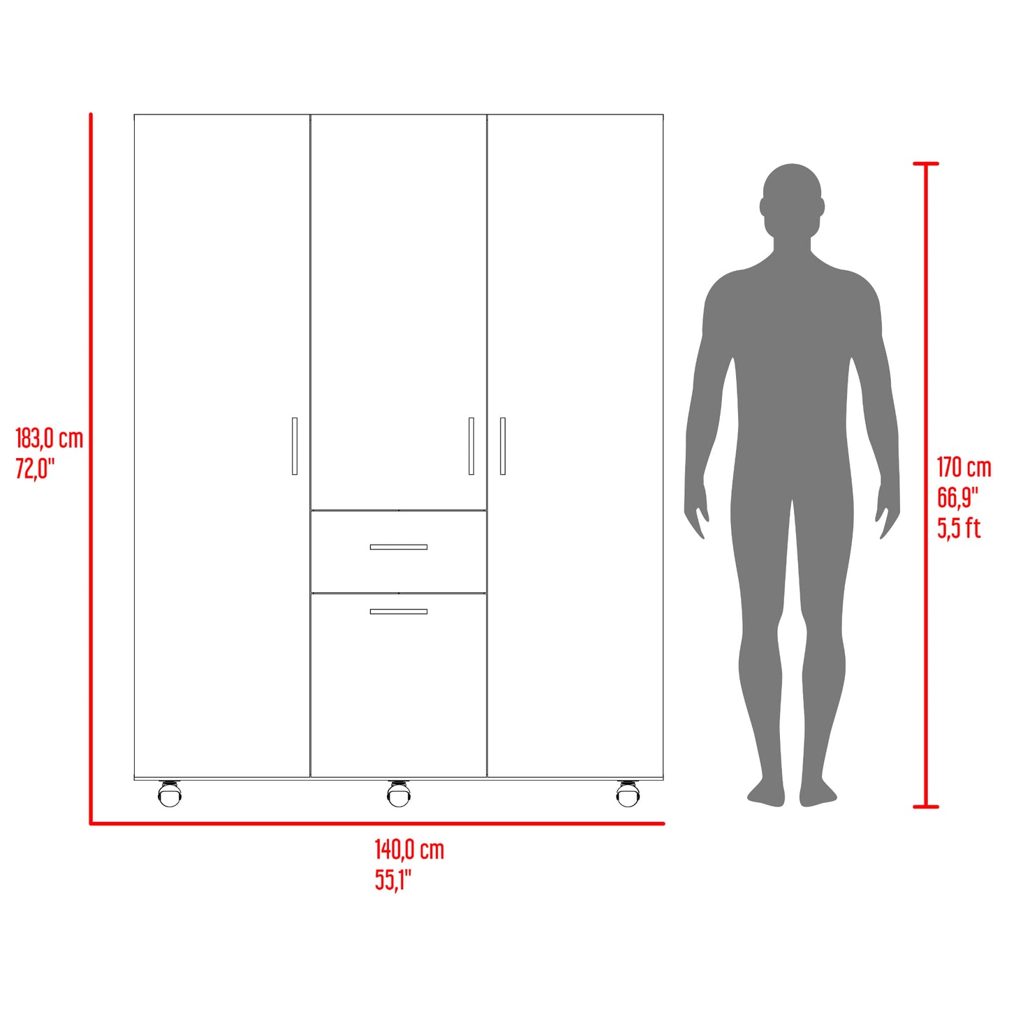 Closet 140 Amalfi 183X140X46 Rta Fresno Zf