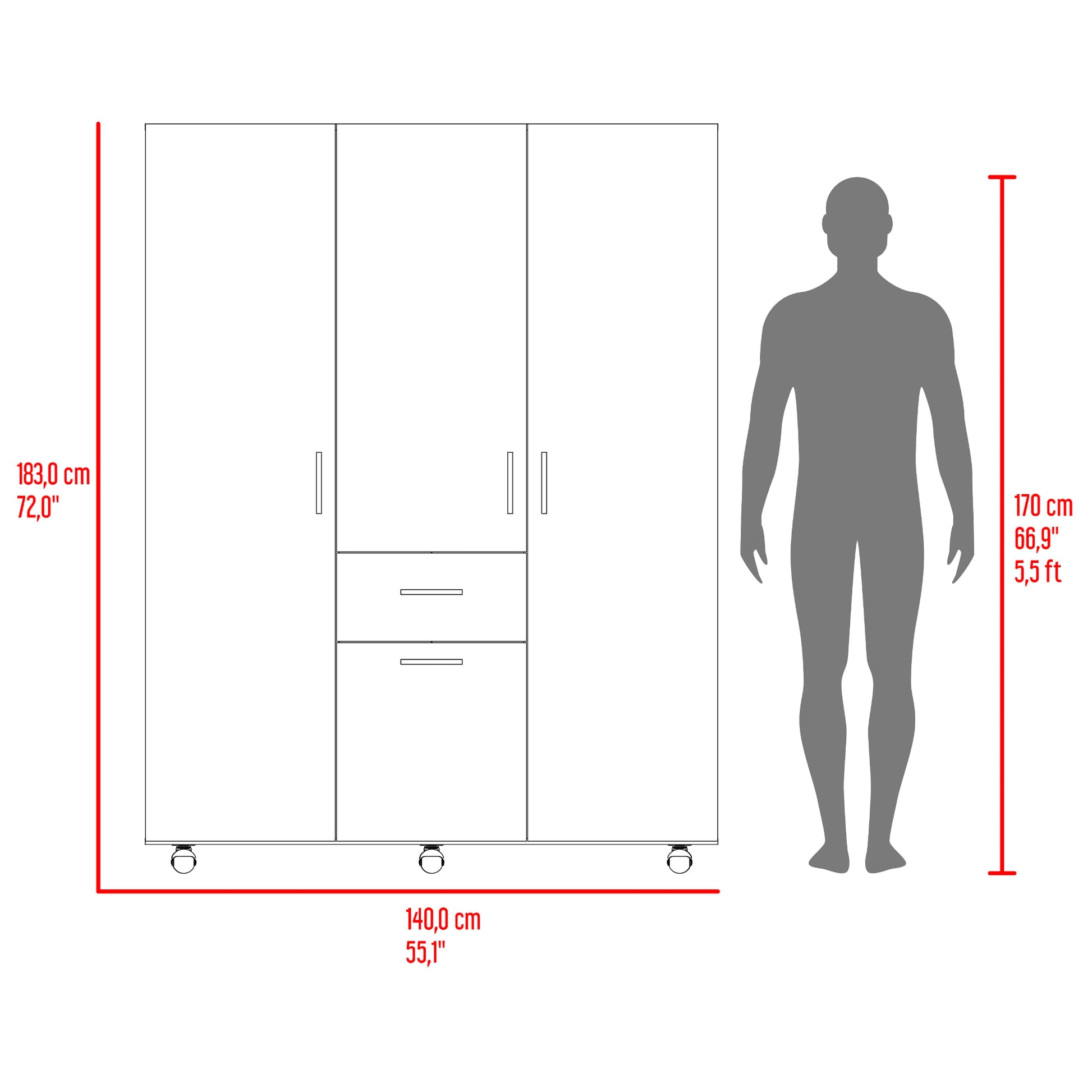 Closet 140 Amalfi 183X140X46 Rta Fresno Zf
