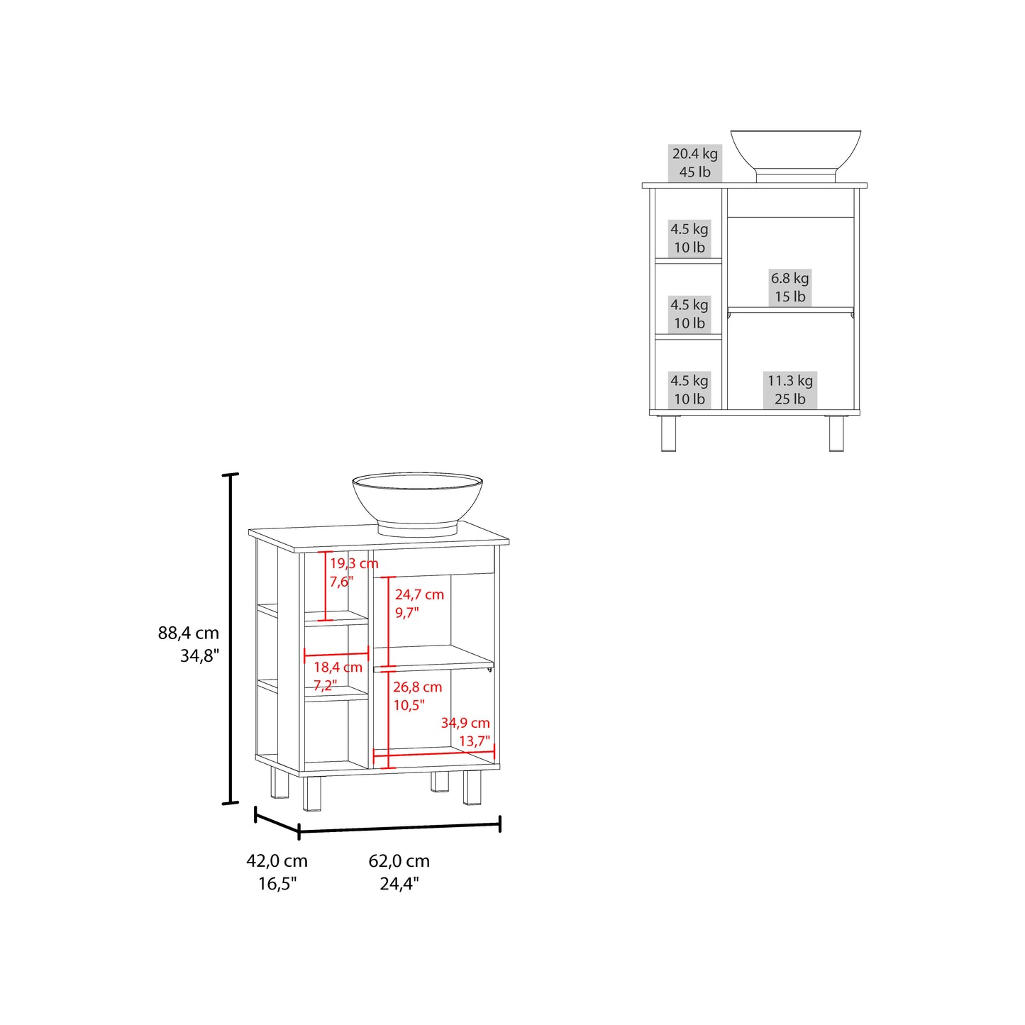Mueble De Baño Alegra 88X62X42 Rta Wengue Zf