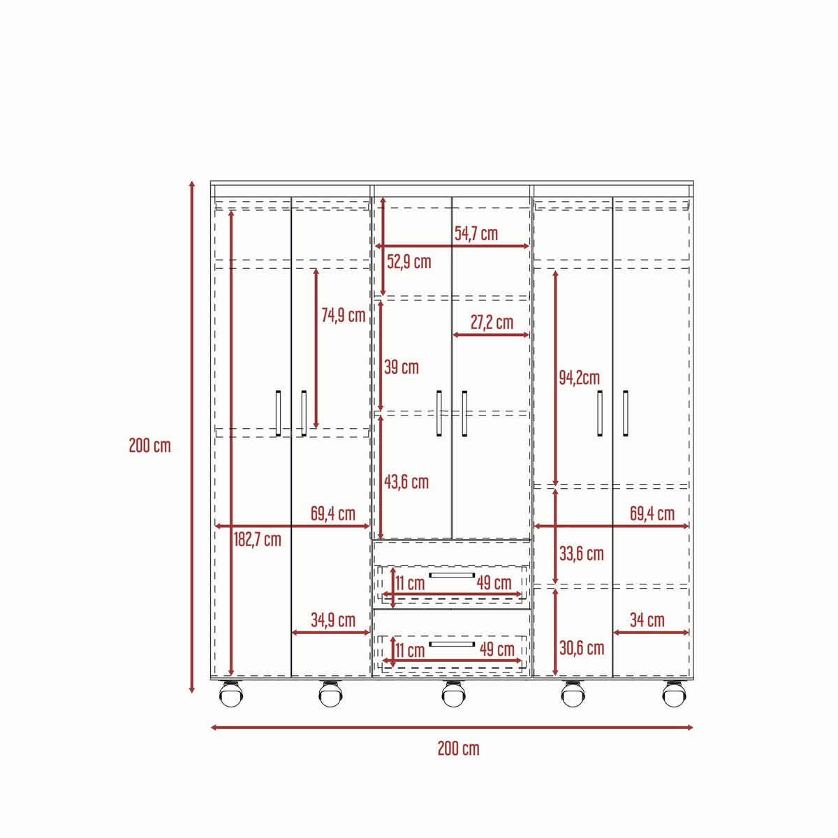 Closet Barilo 200X200X50 Rta Wengue