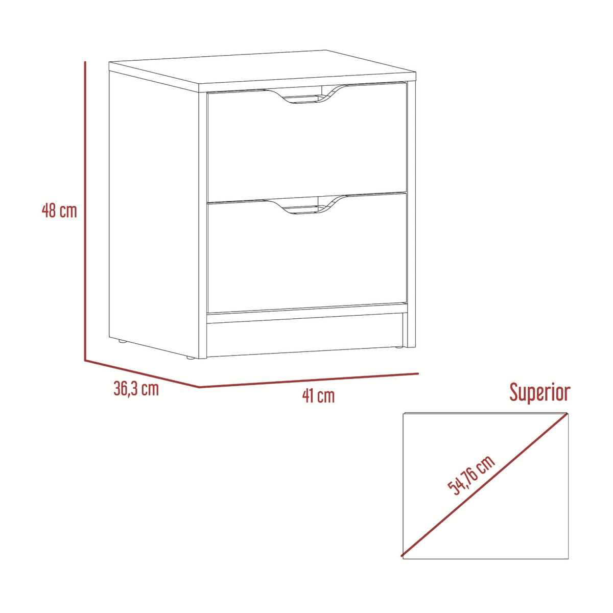 Mesa De Noche Basilea 48X41X36 Rta Duna Blanco