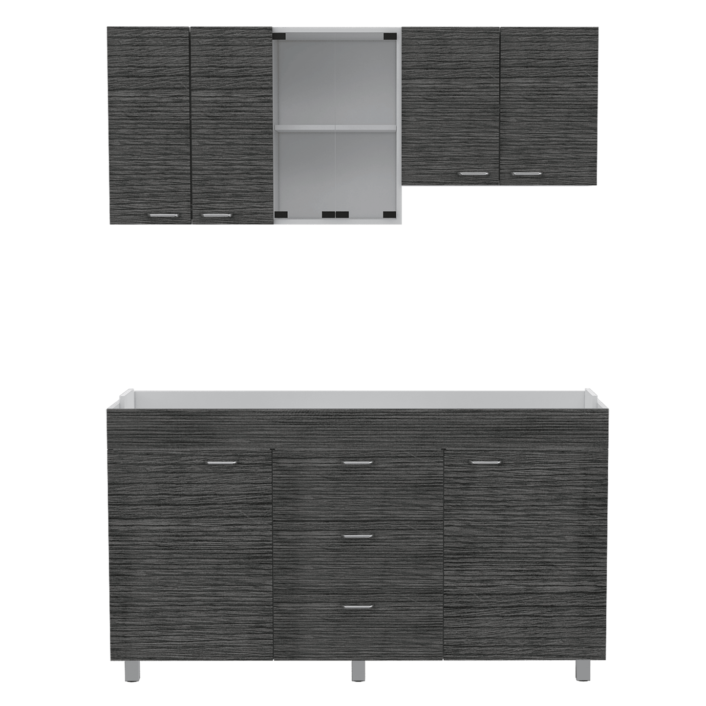 Cocina 150 Lumina Izq 60X150X31 Rta Blanco Roble Gris