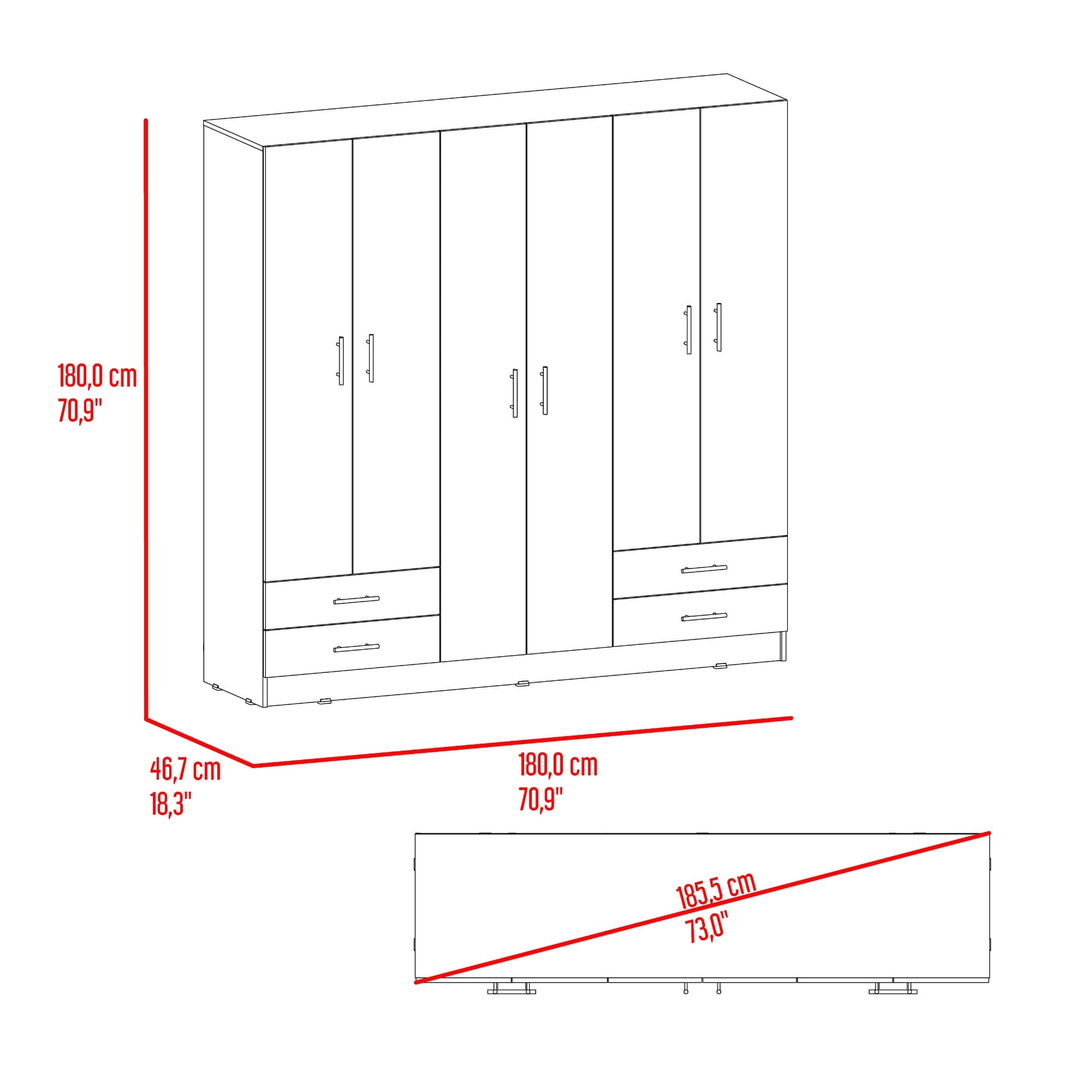 Closet Petunia 180X180X46 Rta Fresno Eu Blanco