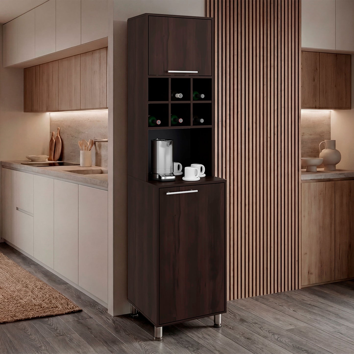 Alacena Attica 204X50X49 Rta Nogal Zf