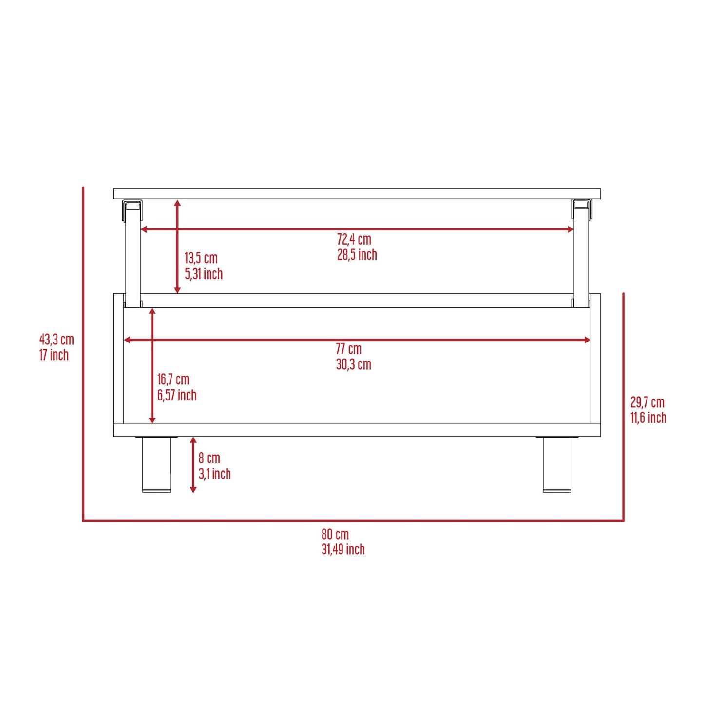 Mesa De Centro Funcional 5G-2 (1C) Milan+Wengue 29.7X80X54.5 Cm