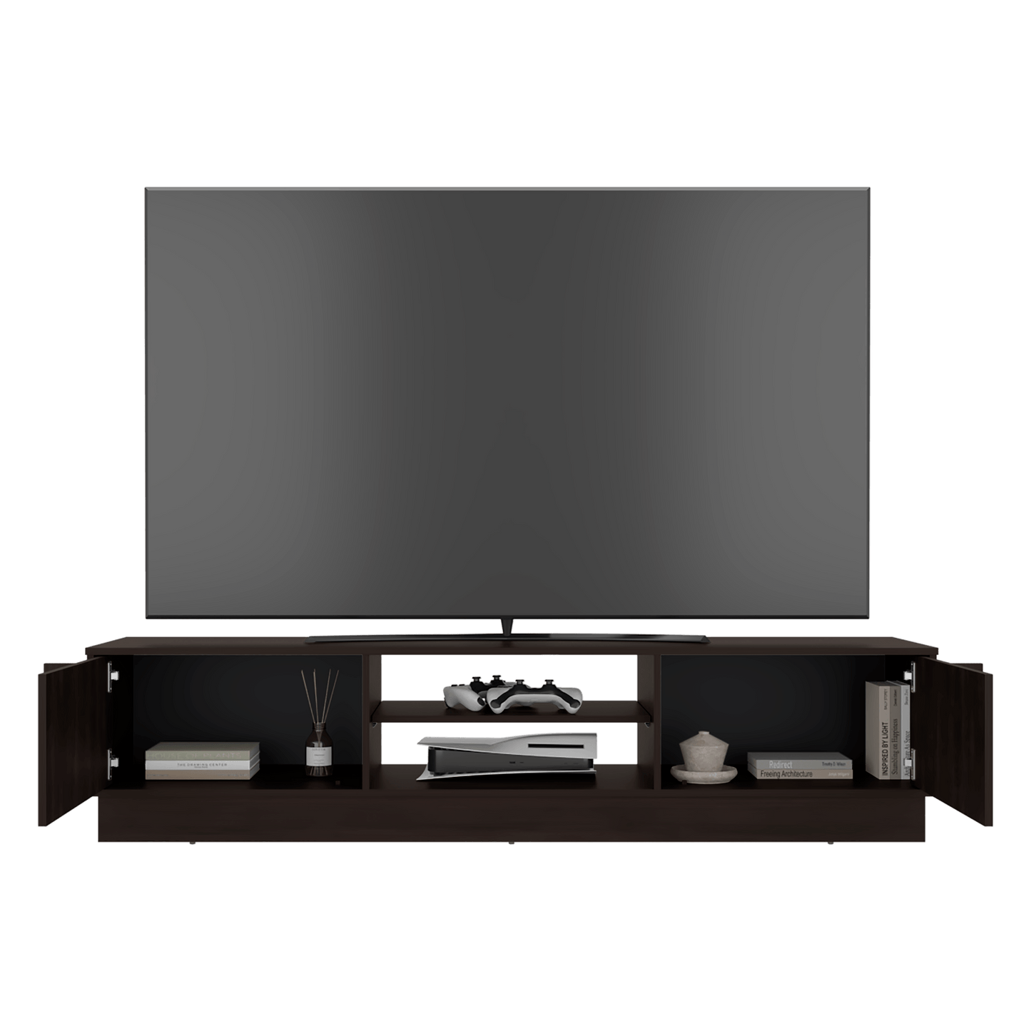 Rack De Tv Caoba 42X180X42 Rta Nogal Zf