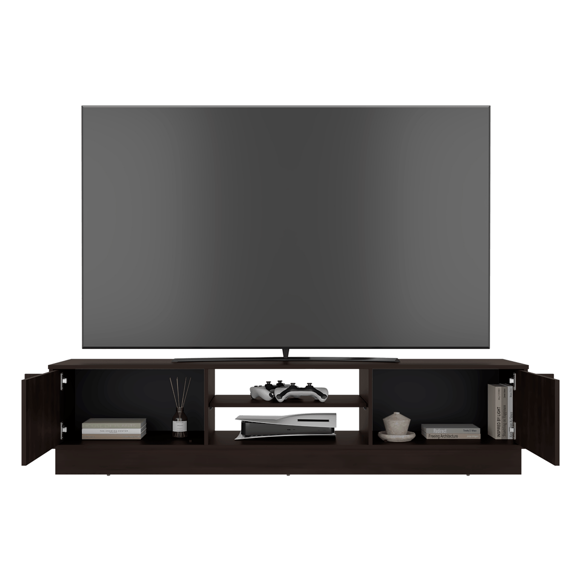 Rack De Tv Caoba 42X180X42 Rta Nogal Zf