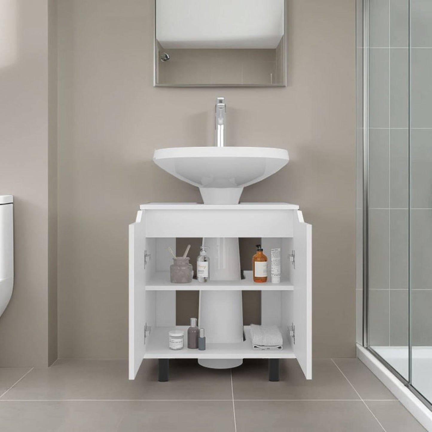 Mueble Lavamos De Pedestal Marlo 63X55X41 Rta Blanco