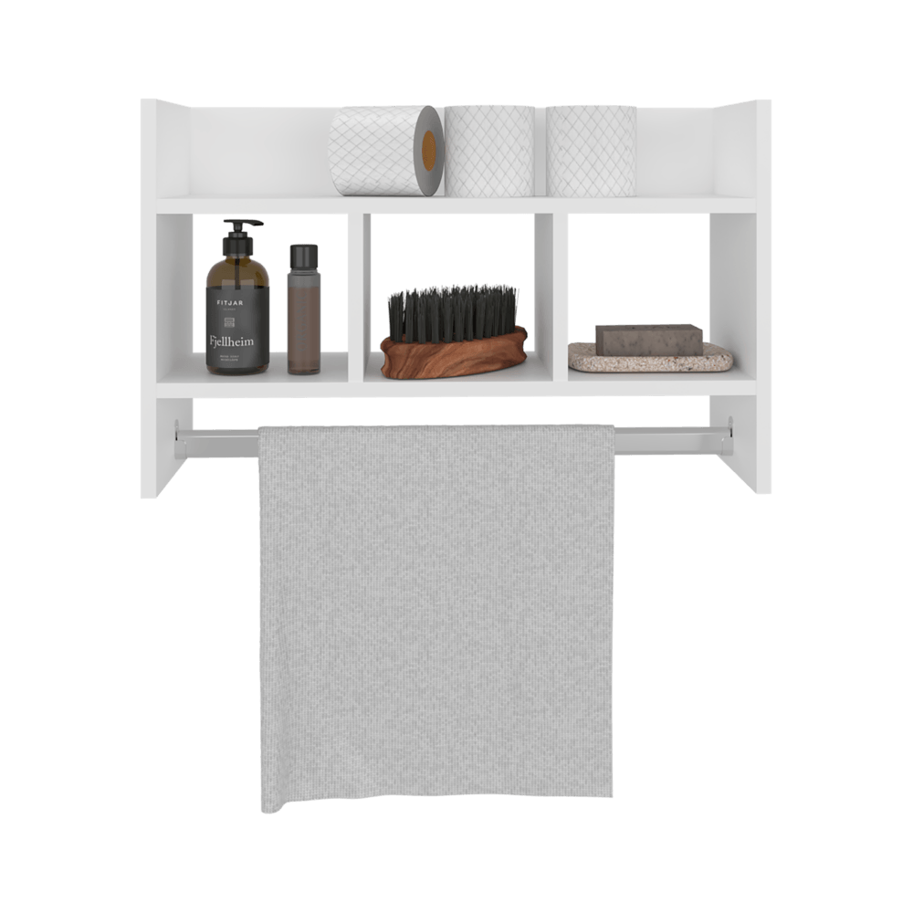 Estante De Pared Con Toallero 40X63X20 Rta Blanco Zf