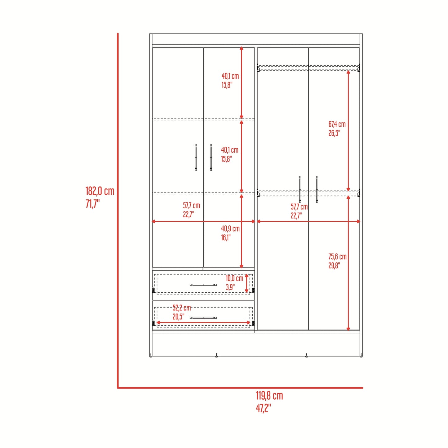 Closet 120 Sarani 182X119X44 Rta Wengue Zf