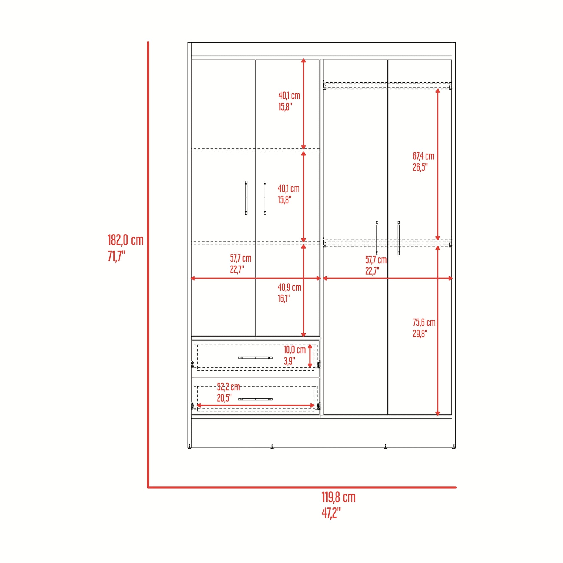 Closet 120 Sarani 182X119X44 Rta Wengue Zf