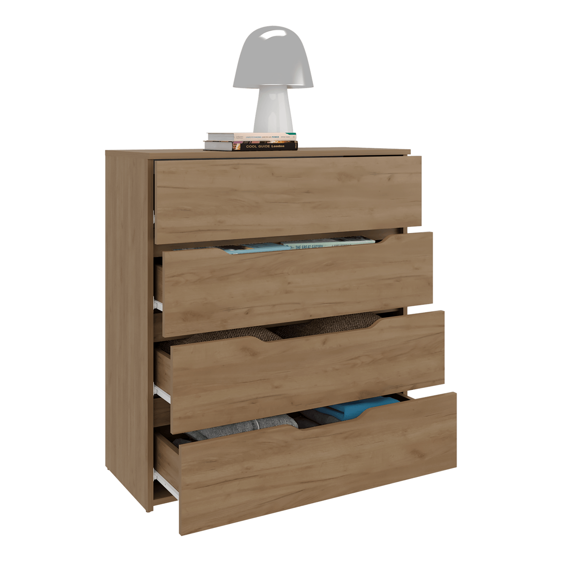 Cajonera Zoe Gold Kraft 89X80X35 Rta Kronos Fresno Zf