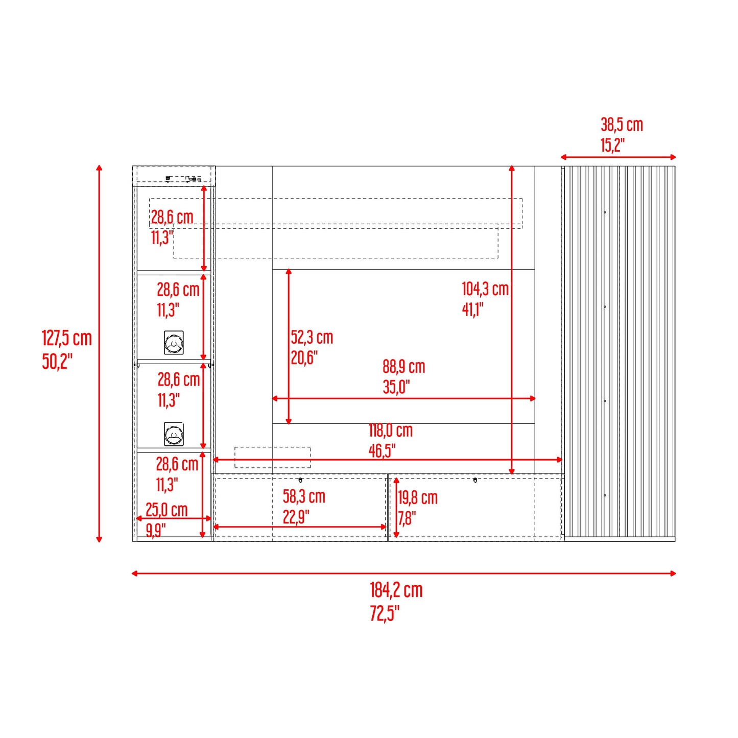Panel Tv 65 Gamma 127X184X29 Rta Capri Avellana