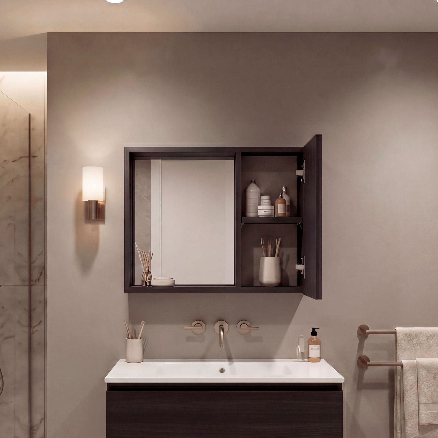 Gabinete De Baño Alessi 40X50X12 Rta Wengue Zf