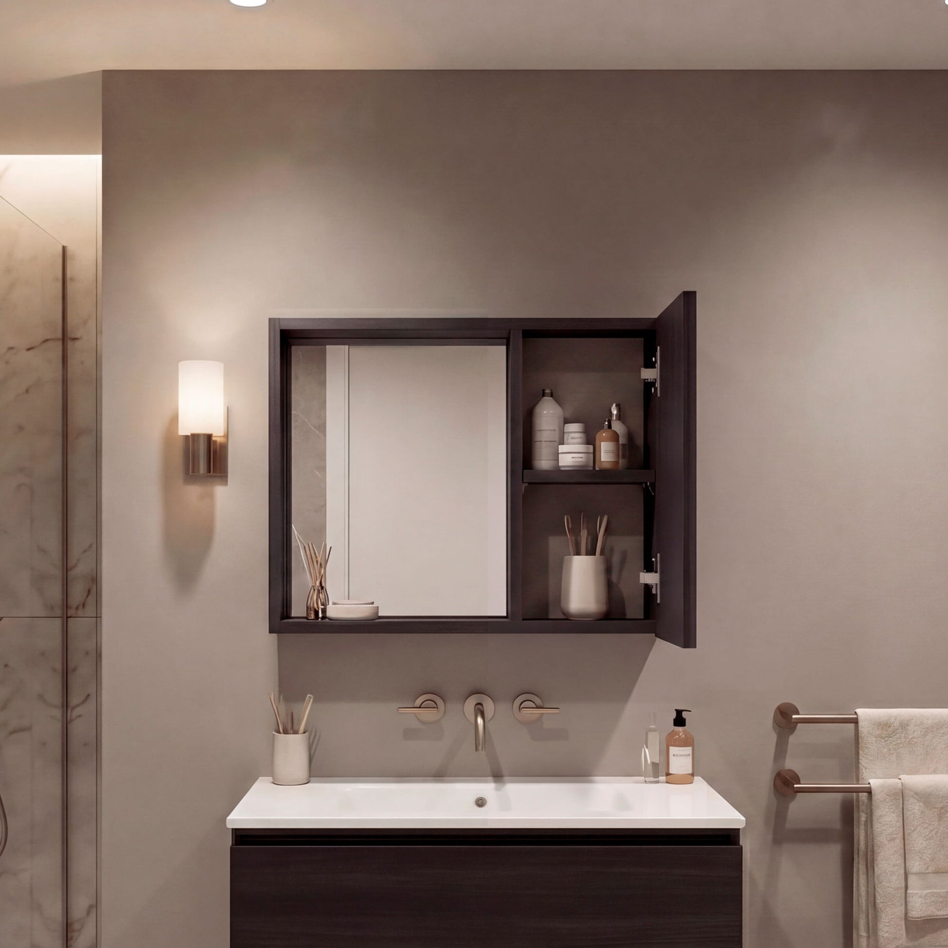 Gabinete De Baño Alessi 40X50X12 Rta Wengue Zf
