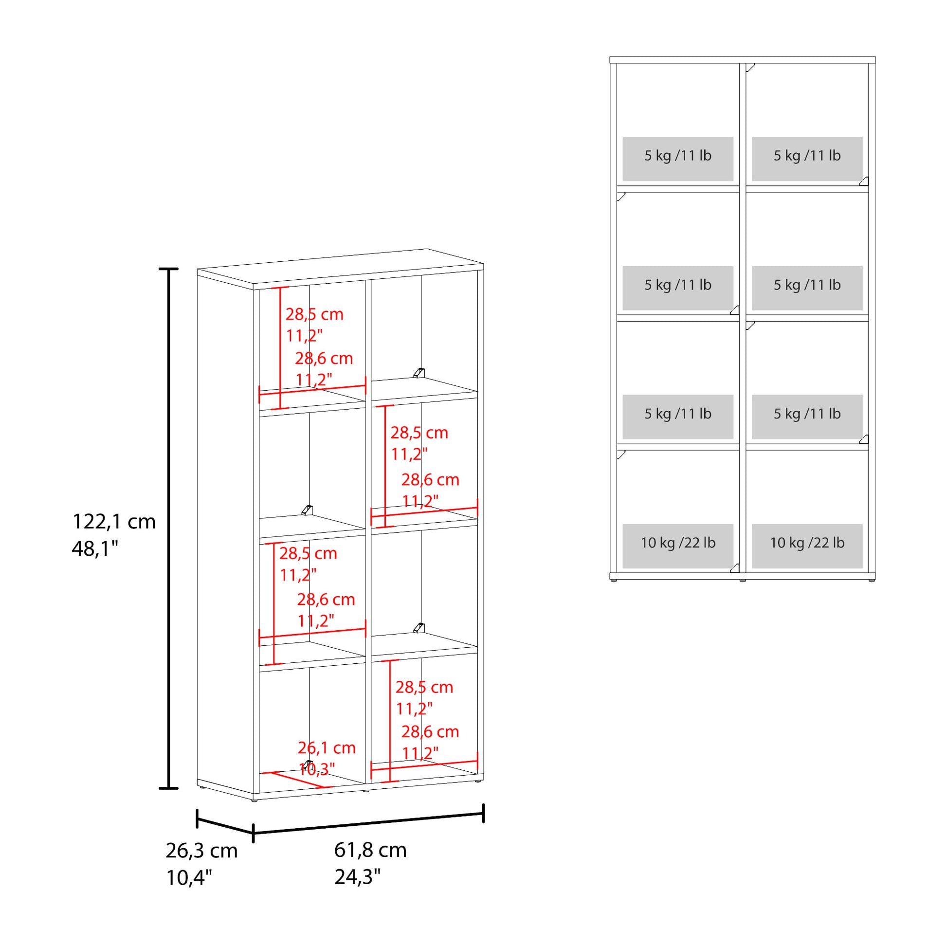 Organizador Cúbico 8 Lena 122X61X26 Rta Blanco Zf