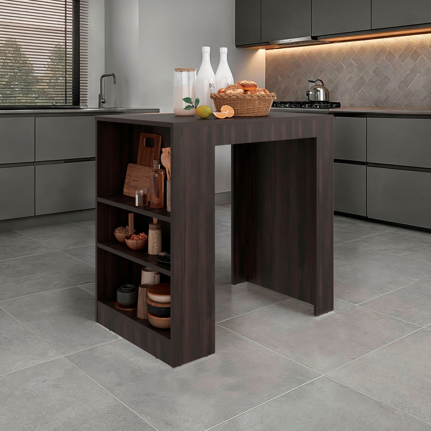 Isla De Cocina Portree 91X92X59 Rta Kronos Nogal Zf