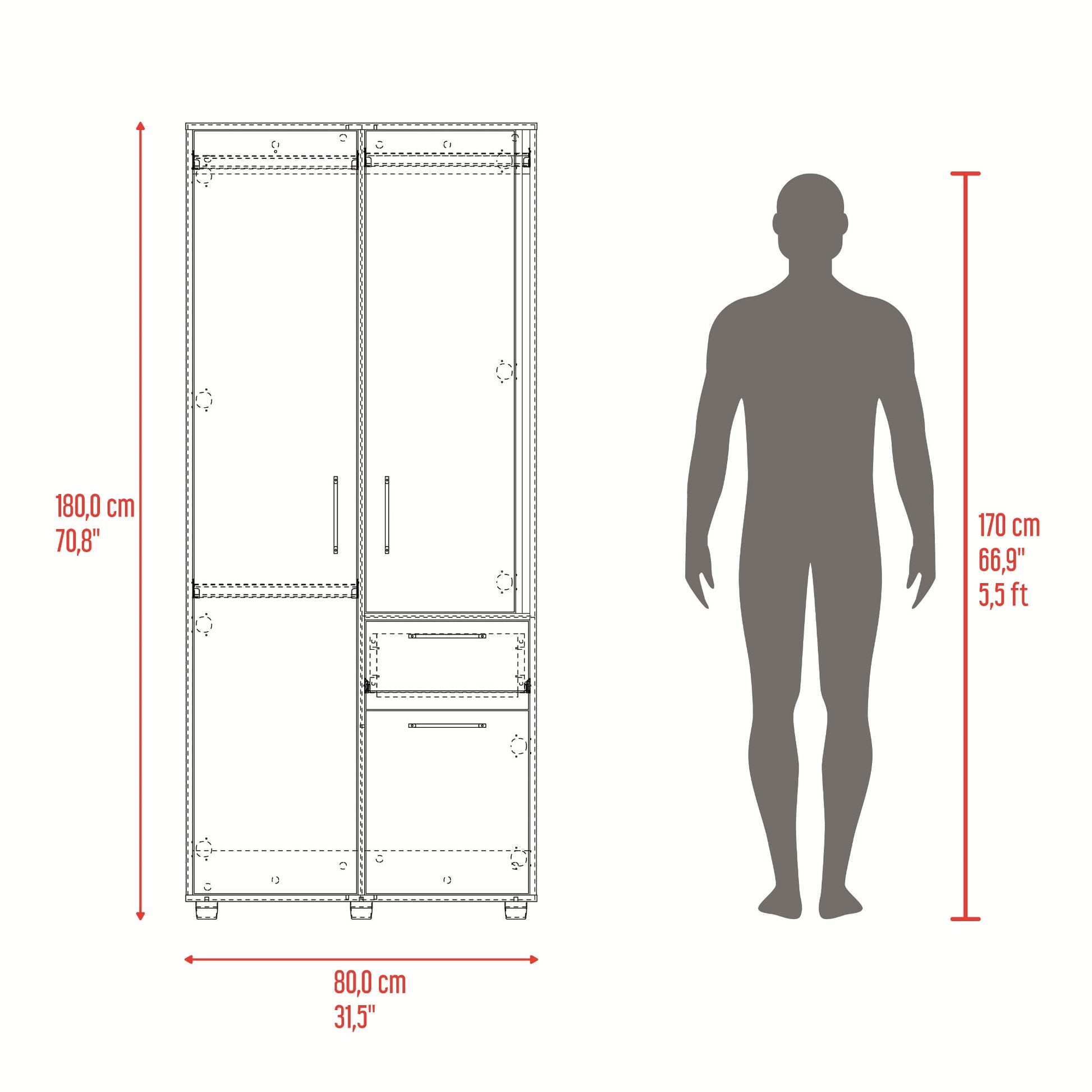 Closet Vance 180X80X52 Rta Fresno Eu Capri