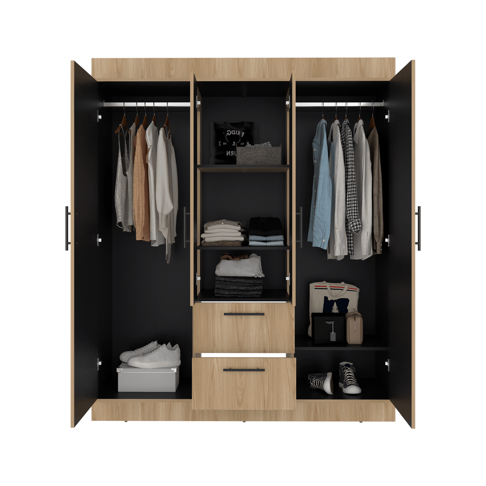 Closet 150 Vm 4 Puertas 2 Cajones 177X150X50 Rta Fresno Eu Wengue