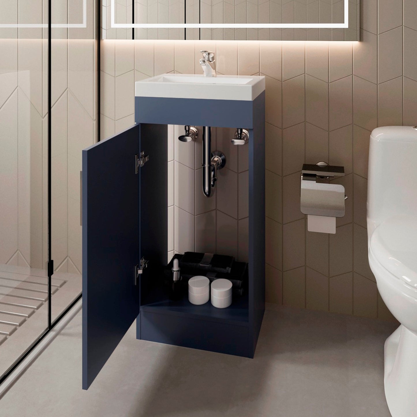 Mueble Para Lavamanos Madrid  80X40X33 Rta Azul Zf